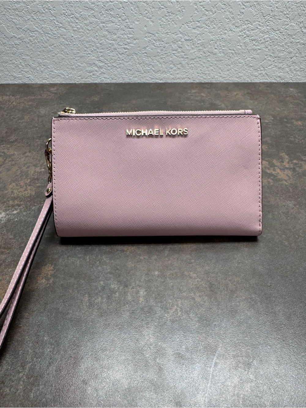 Michael Kors Dusty Pink Saffiano Leather Wristlet Clutch